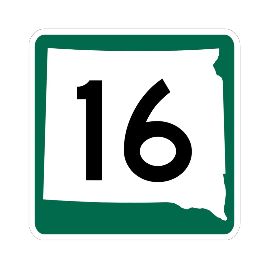 SD 16 (South Dakota) (Road Sign) STICKER Vinyl Kiss-Cut Decal 6 Inch White - The Sticker Space
