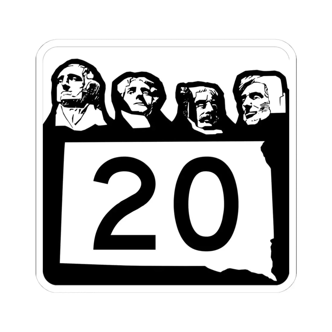 SD 20 1960 (South Dakota) (Road Sign) STICKER Vinyl Kiss-Cut Decal 4 Inch White - The Sticker Space