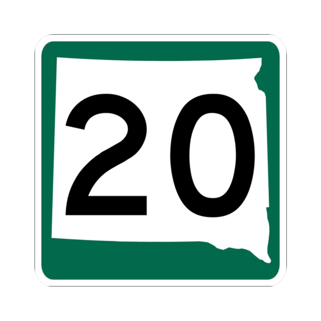SD 20 (South Dakota) (Road Sign) STICKER Vinyl Kiss-Cut Decal 2 Inch White - The Sticker Space