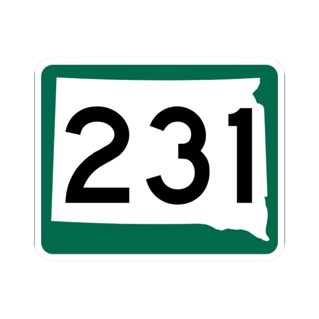 SD 231 (South Dakota) (Road Sign) STICKER Vinyl Kiss-Cut Decal 2 Inch White - The Sticker Space