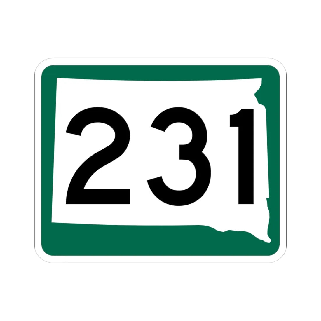 SD 231 (South Dakota) (Road Sign) STICKER Vinyl Kiss-Cut Decal 3 Inch White - The Sticker Space