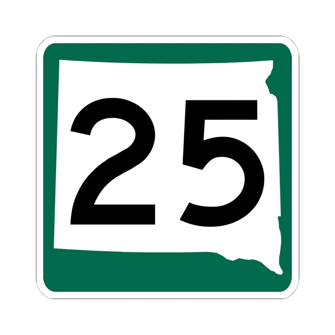 SD 25 (South Dakota) (Road Sign) STICKER Vinyl Kiss-Cut Decal 6 Inch White - The Sticker Space