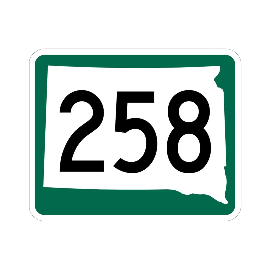 SD 258 (South Dakota) (Road Sign) STICKER Vinyl Kiss-Cut Decal 6 Inch White - The Sticker Space