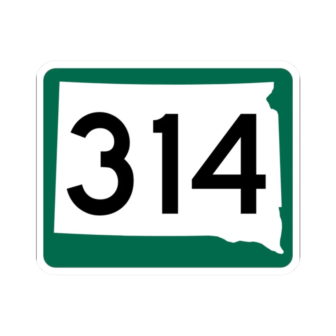 SD 314 (South Dakota) (Road Sign) STICKER Vinyl Kiss-Cut Decal 2 Inch White - The Sticker Space