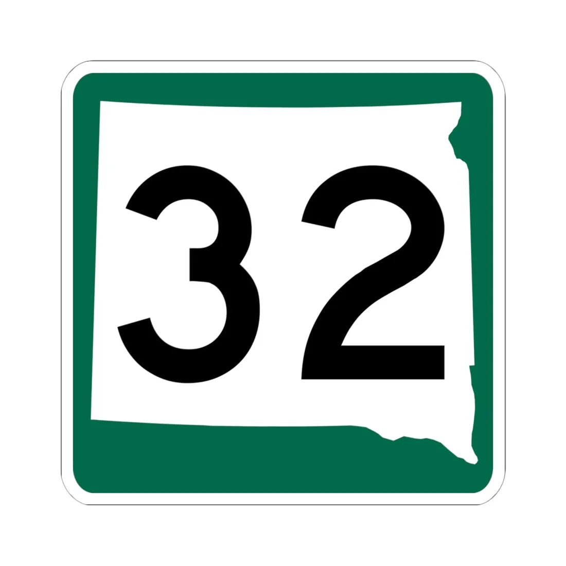 SD 32 (South Dakota) (Road Sign) STICKER Vinyl Kiss-Cut Decal 6 Inch White - The Sticker Space