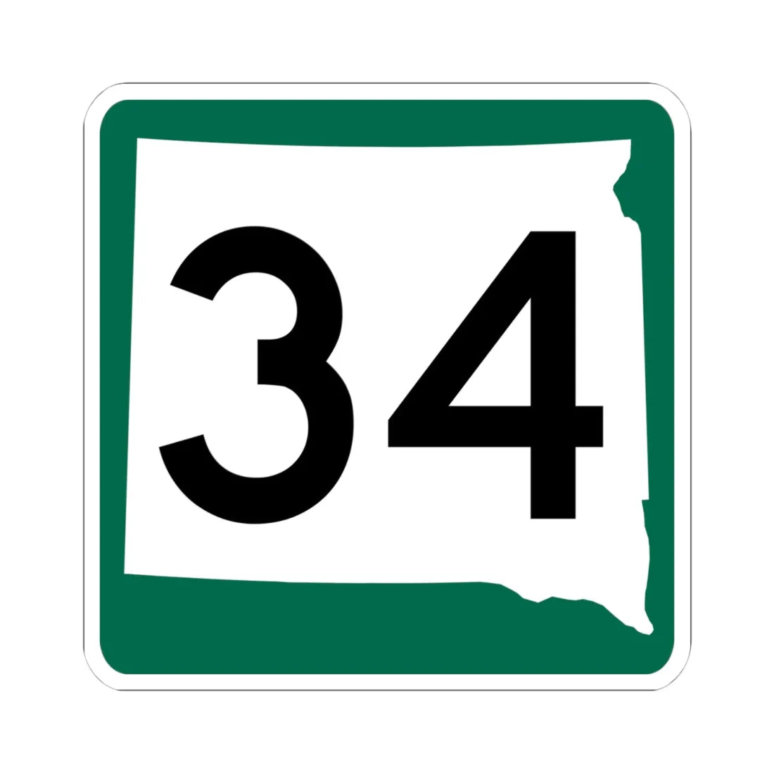 SD 34 (South Dakota) (Road Sign) STICKER Vinyl Kiss-Cut Decal 4 Inch White - The Sticker Space