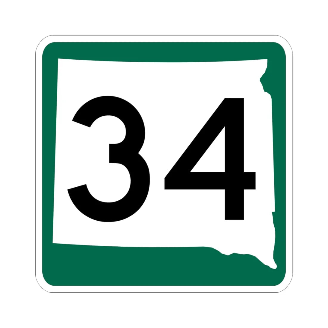 SD 34 (South Dakota) (Road Sign) STICKER Vinyl Kiss-Cut Decal 6 Inch White - The Sticker Space