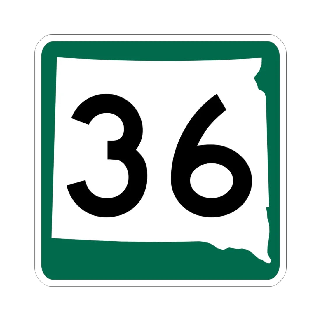 SD 36 (South Dakota) (Road Sign) STICKER Vinyl Kiss-Cut Decal 6 Inch White - The Sticker Space