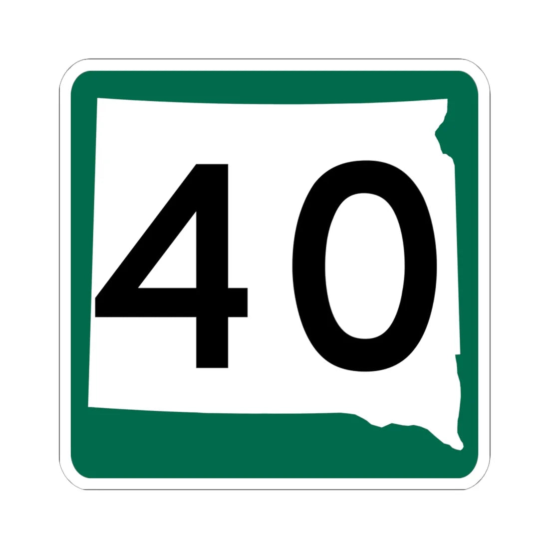 SD 40 (South Dakota) (Road Sign) STICKER Vinyl Kiss-Cut Decal 6 Inch White - The Sticker Space