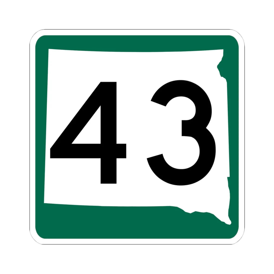 SD 43 (South Dakota) (Road Sign) STICKER Vinyl Kiss-Cut Decal 4 Inch White - The Sticker Space