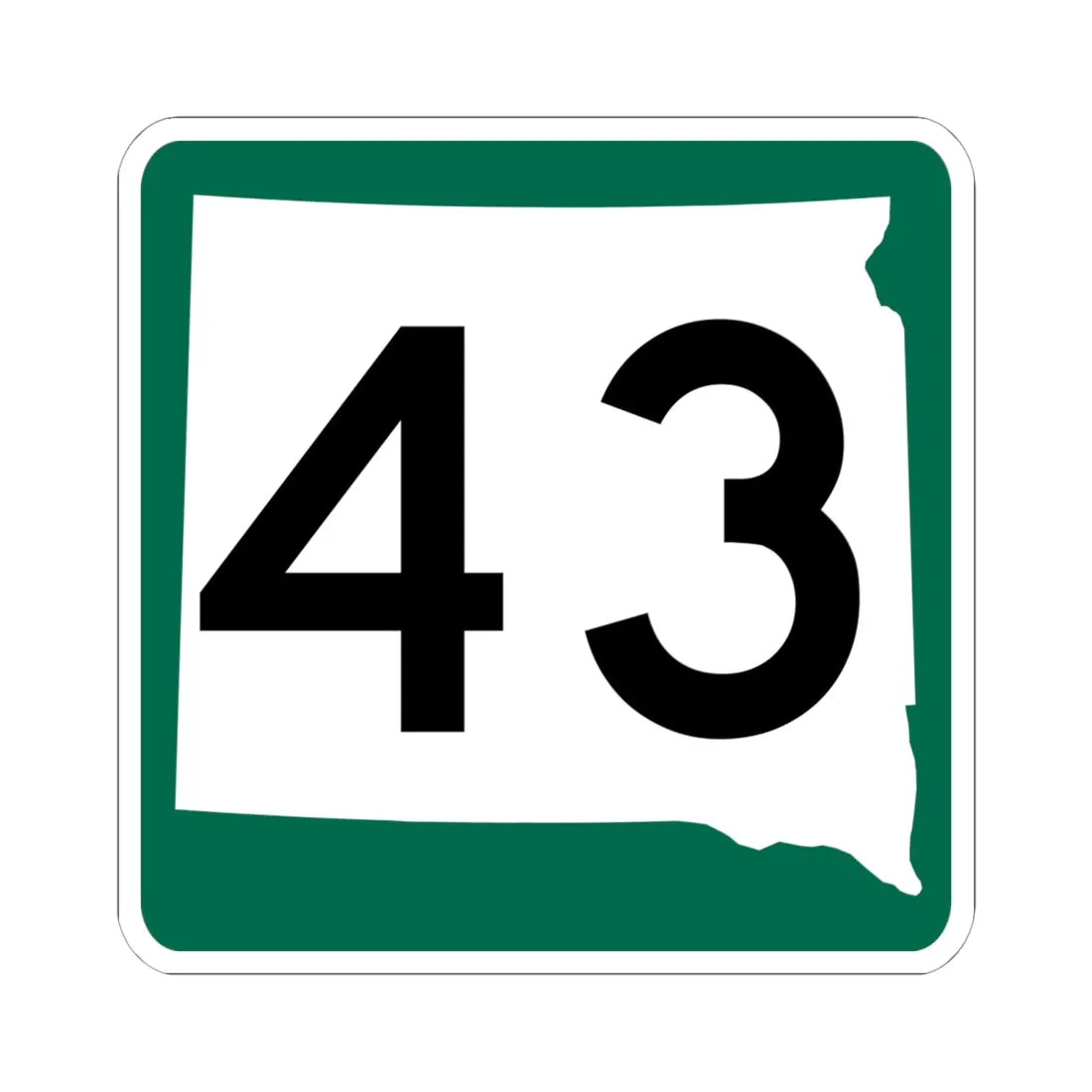 SD 43 (South Dakota) (Road Sign) STICKER Vinyl Kiss-Cut Decal 6 Inch White - The Sticker Space