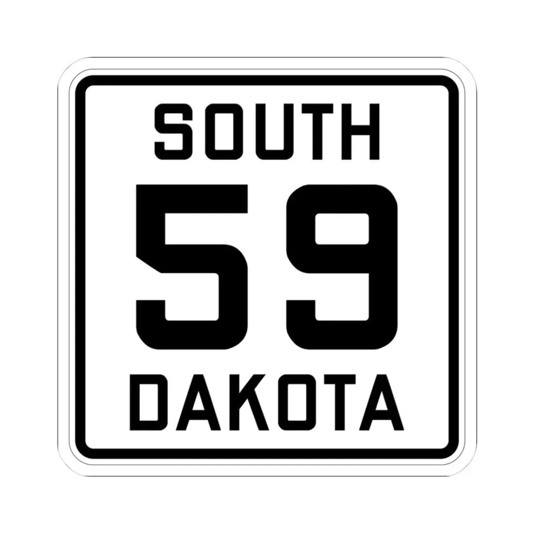 SD 59 1926 (South Dakota) (Road Sign) STICKER Vinyl Kiss-Cut Decal 3 Inch White - The Sticker Space