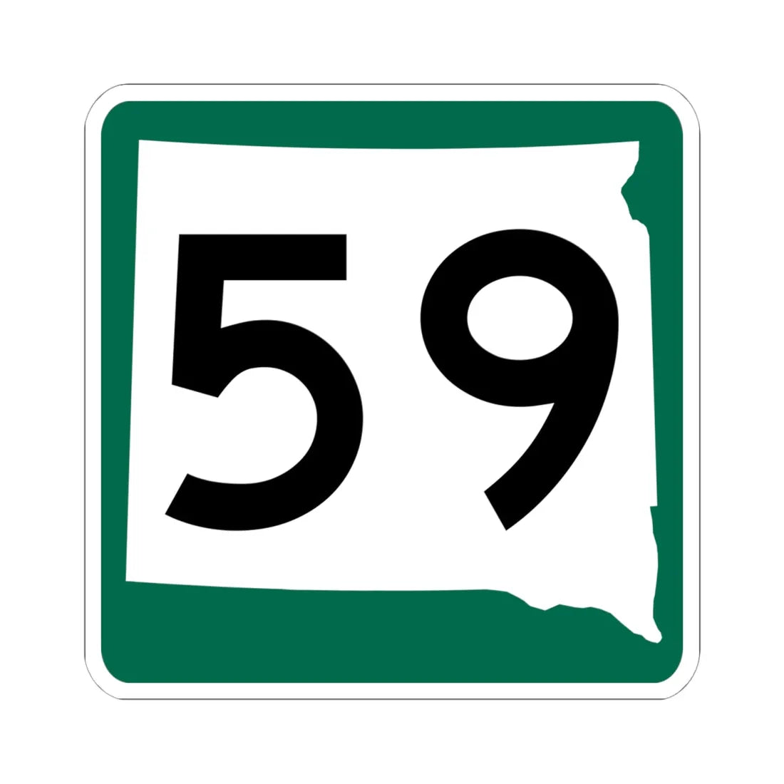 SD 59 (South Dakota) (Road Sign) STICKER Vinyl Kiss-Cut Decal 6 Inch White - The Sticker Space