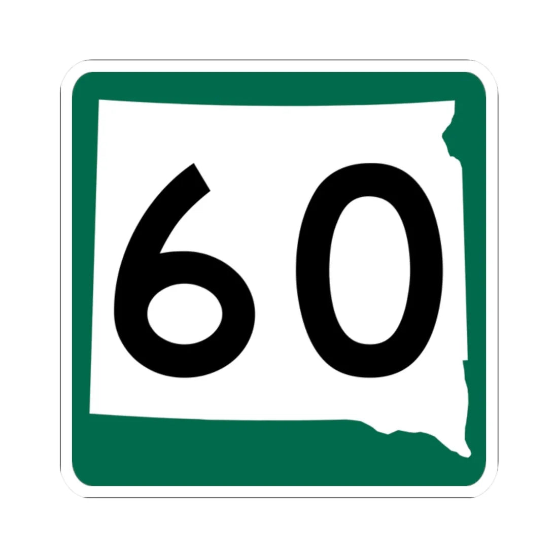 SD 60 (South Dakota) (Road Sign) STICKER Vinyl Kiss-Cut Decal 2 Inch White - The Sticker Space
