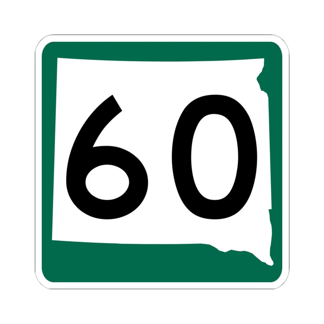 SD 60 (South Dakota) (Road Sign) STICKER Vinyl Kiss-Cut Decal 6 Inch White - The Sticker Space