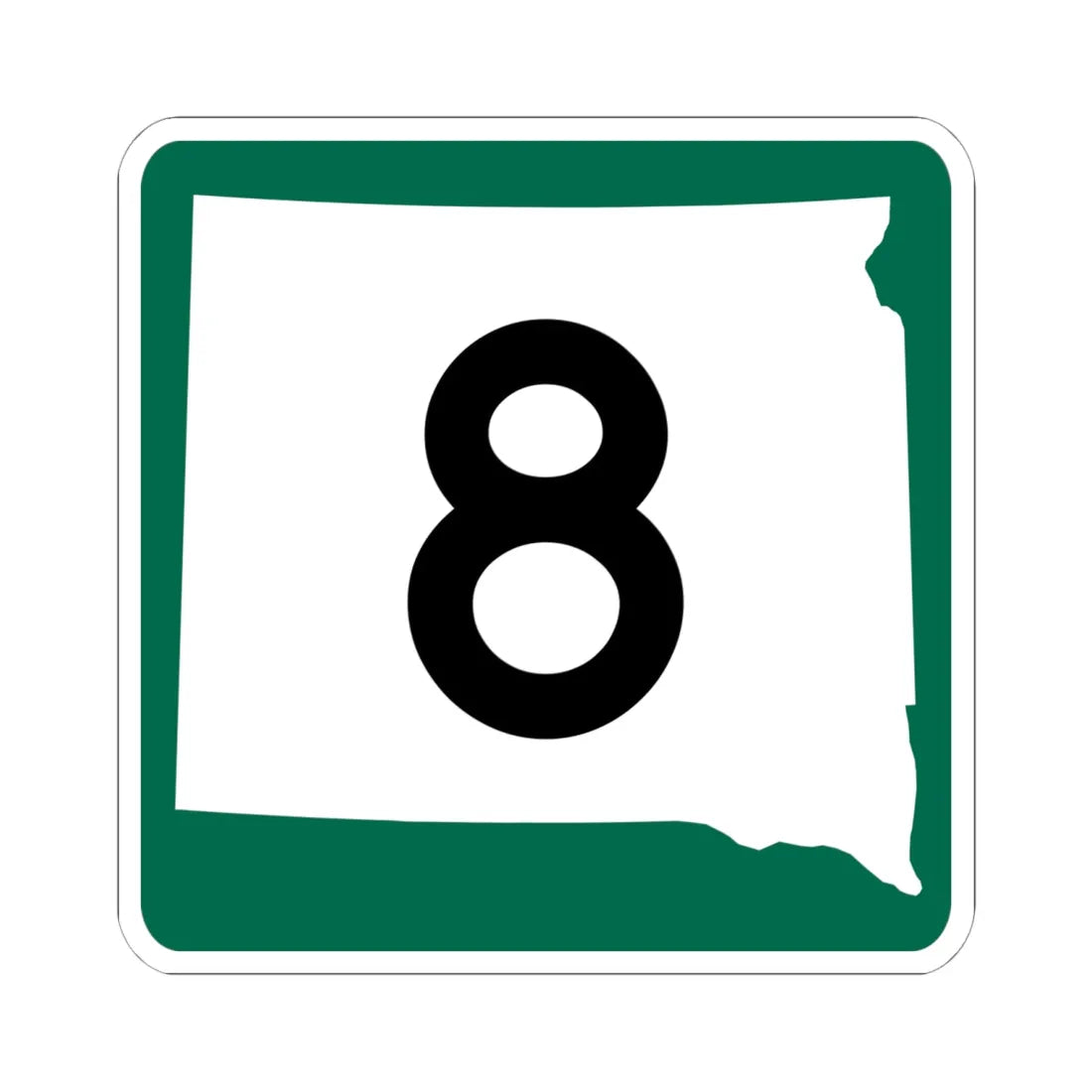 SD 8 (South Dakota) (Road Sign) STICKER Vinyl Kiss-Cut Decal 6 Inch White - The Sticker Space