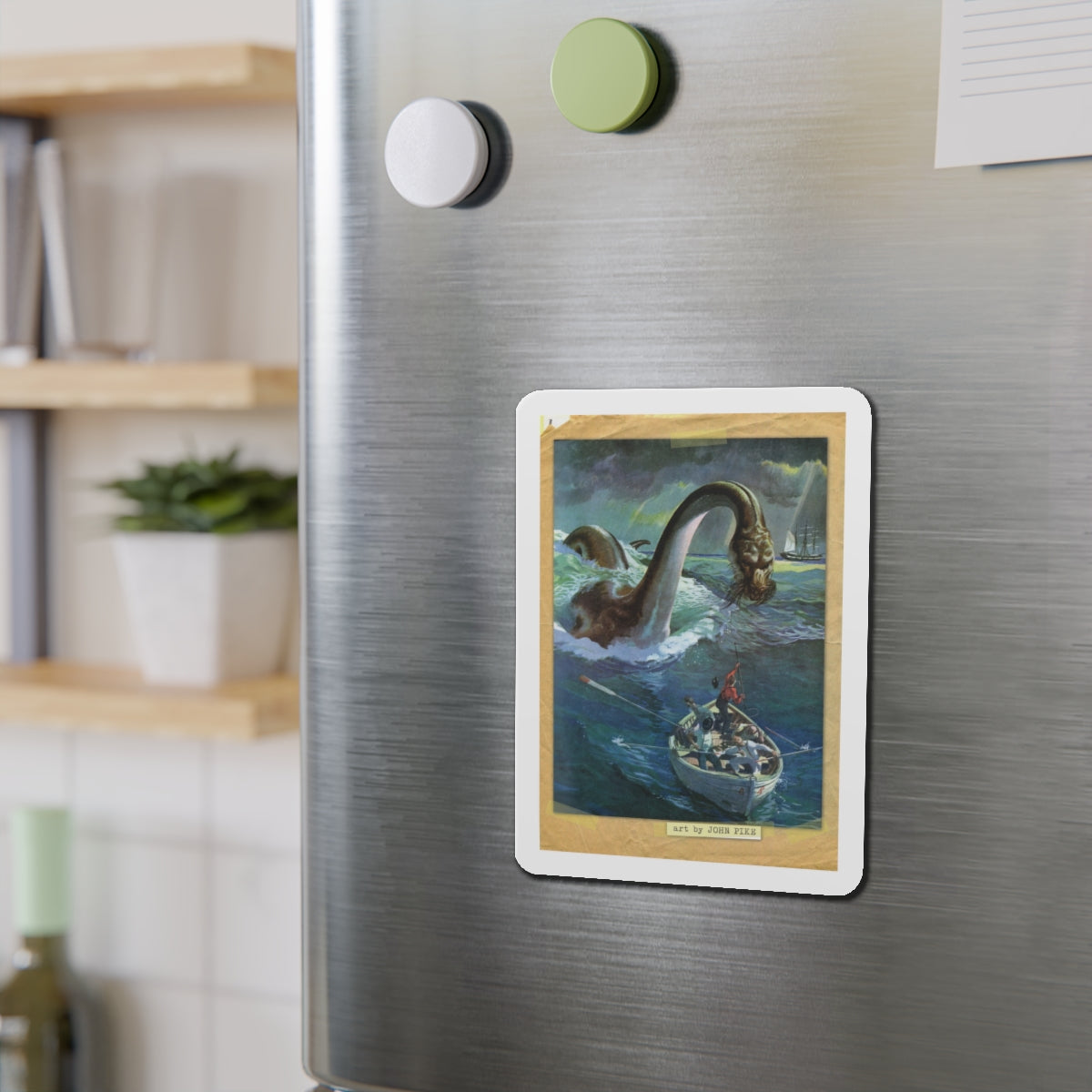 Sea Monster (Magazine Illustration) Refrigerator Magnet-The Sticker Space