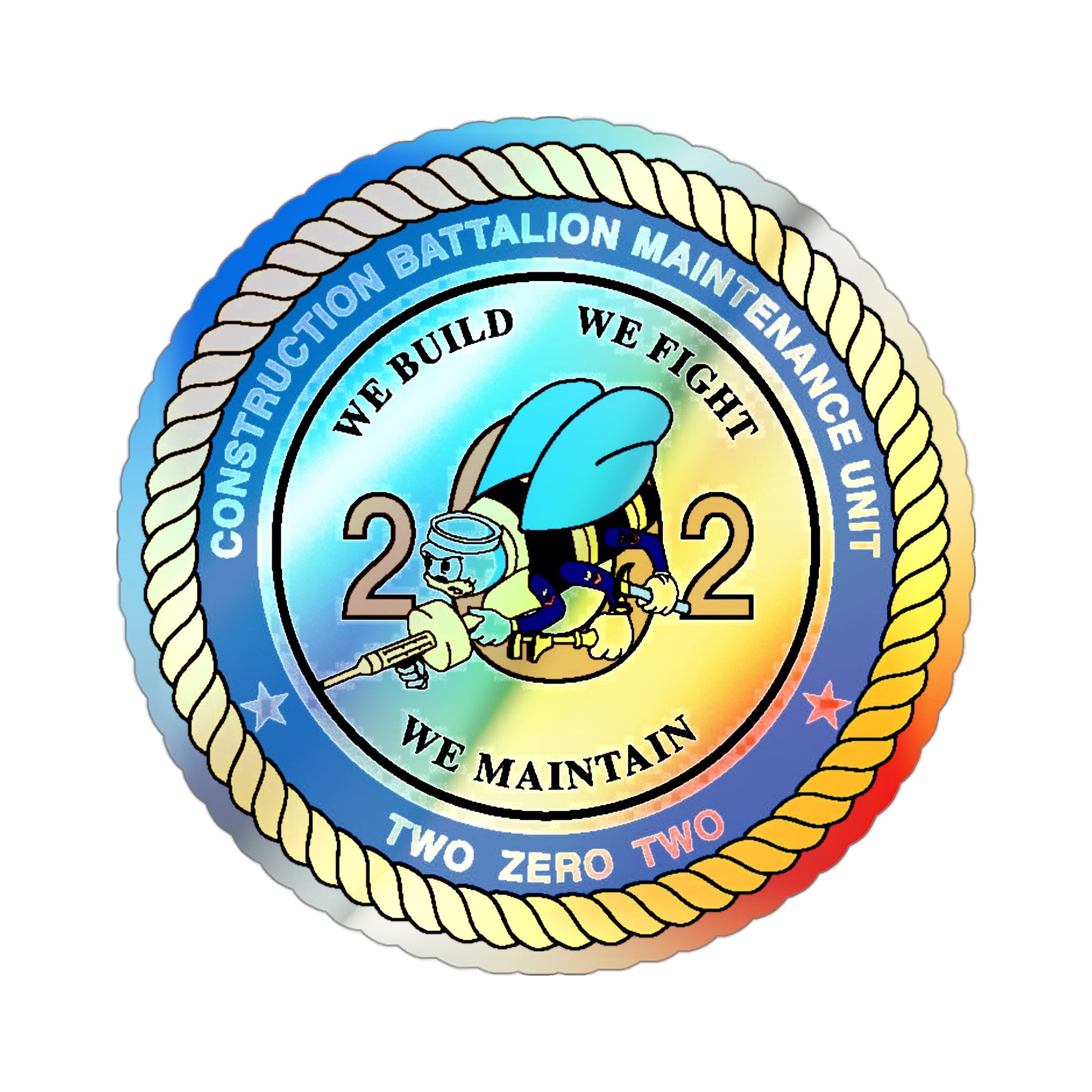 Seabee Unit 202 CBMU 202 (U.S. Navy) Holographic STICKER Die-Cut Vinyl Decal-3 Inch-The Sticker Space