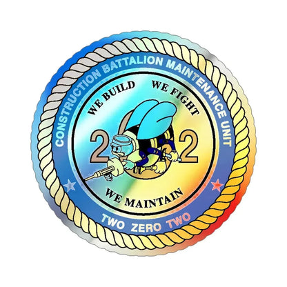 Seabee Unit 202 CBMU 202 (U.S. Navy) Holographic STICKER Die-Cut Vinyl Decal 6 Inch Holographic - The Sticker Space