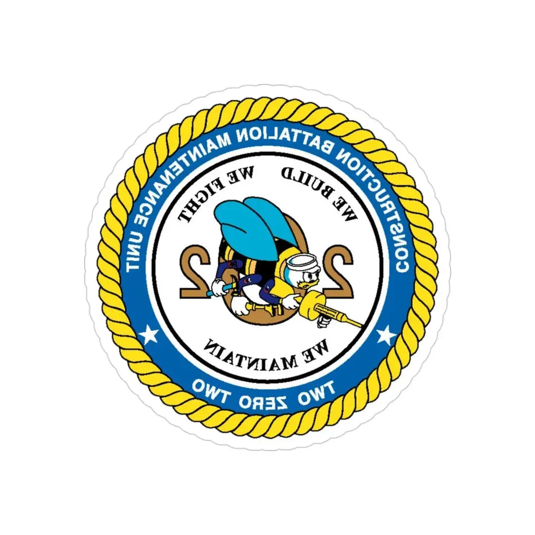 Seabee Unit 202 CBMU 202 (U.S. Navy) REVERSE PRINT Transparent Die-Cut STICKER 3 Inch Die-Cut Transparent - The Sticker Space