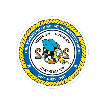 Seabee Unit 202 CBMU 202 (U.S. Navy) REVERSE PRINT Transparent Die-Cut STICKER 5 Inch Die-Cut Transparent - The Sticker Space