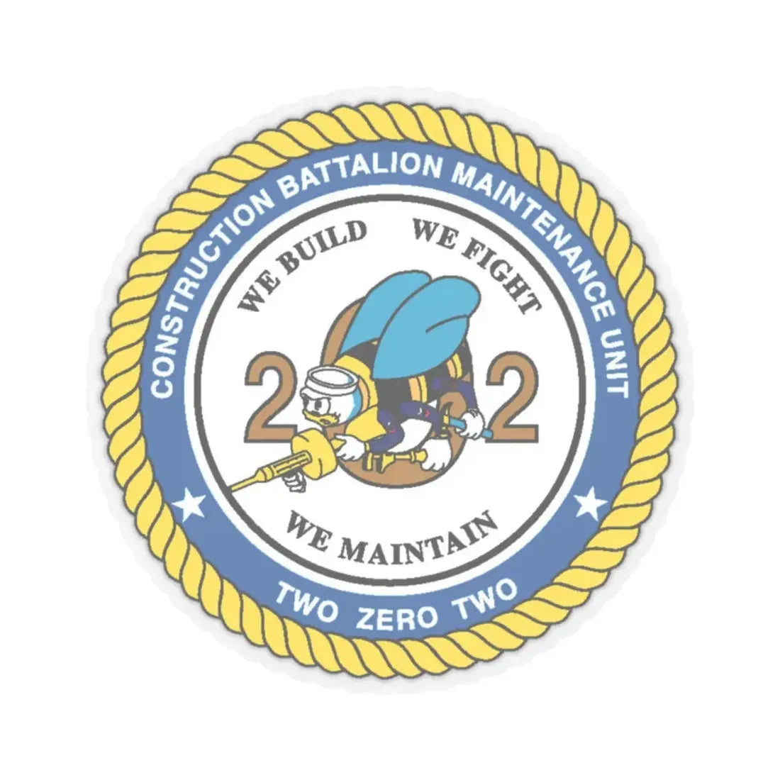 Seabee Unit 202 CBMU 202 (U.S. Navy) STICKER Vinyl Kiss-Cut Decal 2 Inch Transparent - The Sticker Space