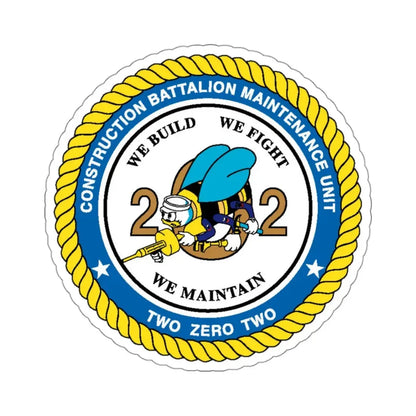 Seabee Unit 202 CBMU 202 (U.S. Navy) STICKER Vinyl Kiss-Cut Decal 3 Inch White - The Sticker Space