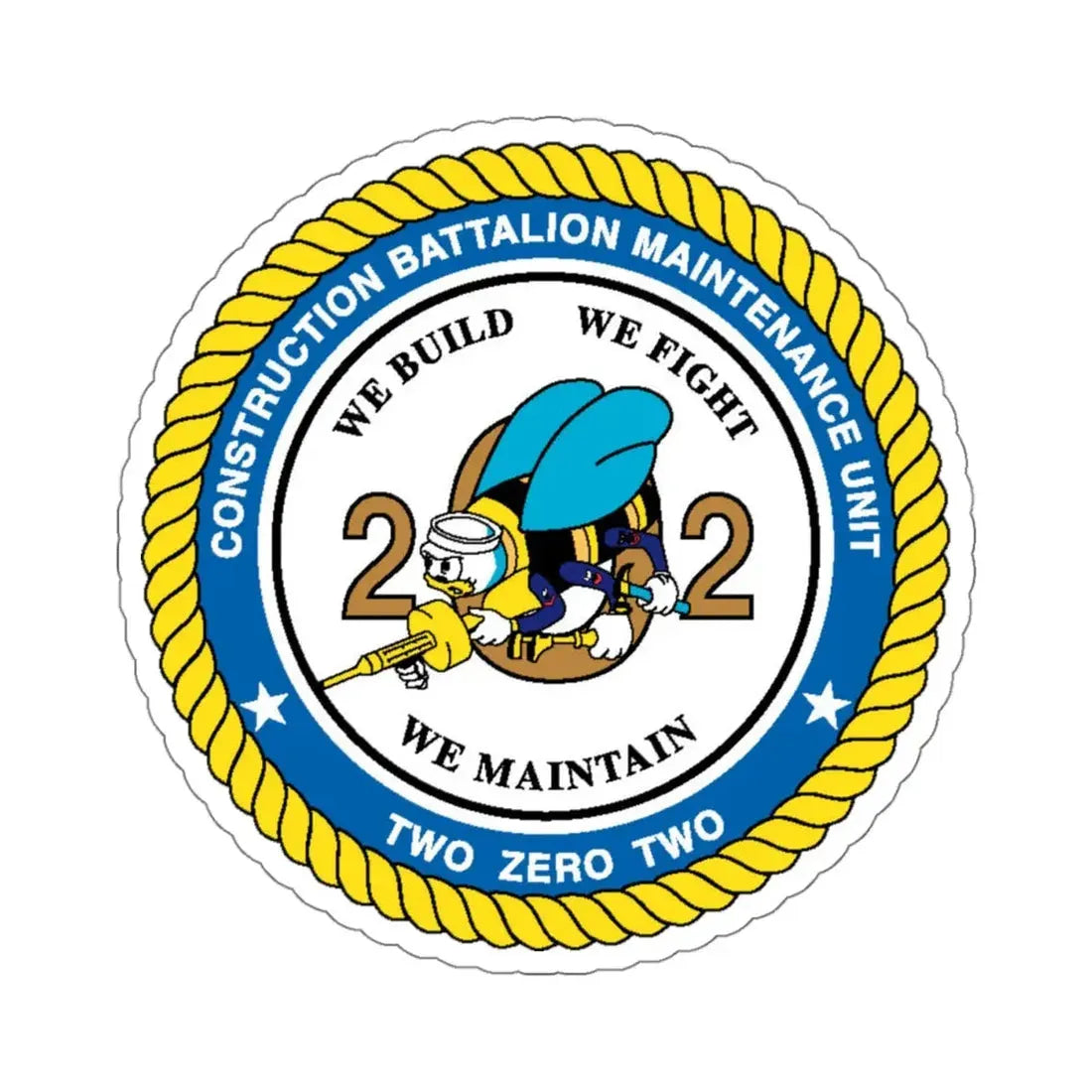 Seabee Unit 202 CBMU 202 (U.S. Navy) STICKER Vinyl Kiss-Cut Decal 4 Inch White - The Sticker Space