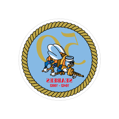 Seabees 50th (U.S. Navy) REVERSE PRINT Transparent STICKER-2" × 2"-The Sticker Space