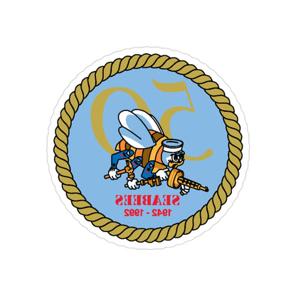 Seabees 50th (U.S. Navy) REVERSE PRINT Transparent STICKER-4" × 4"-The Sticker Space