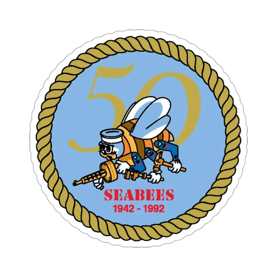 Seabees 50th (U.S. Navy) STICKER Vinyl Die-Cut Decal 3 Inch - The Sticker Space