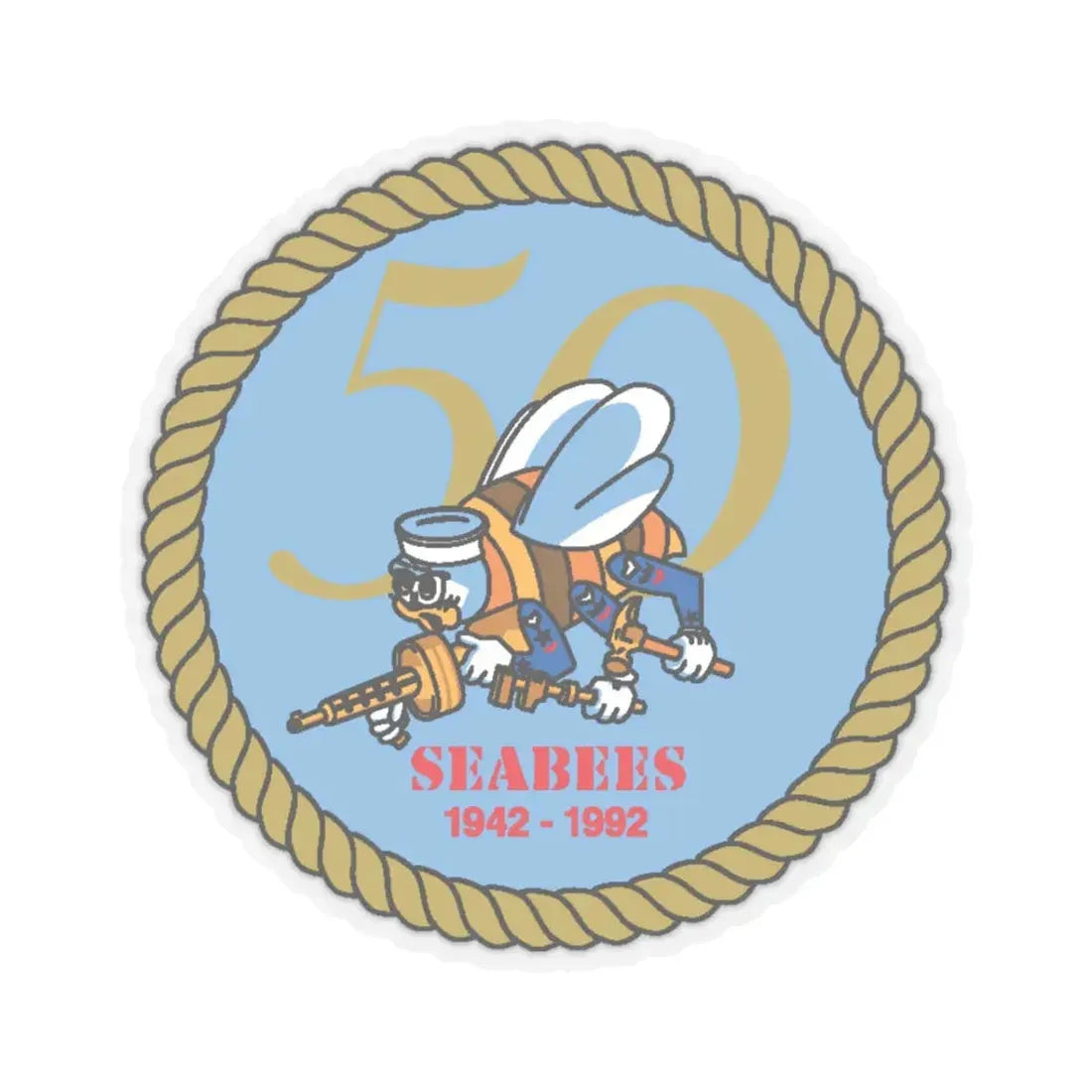 Seabees 50th (U.S. Navy) STICKER Vinyl Kiss-Cut Decal 3 Inch Transparent - The Sticker Space