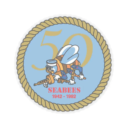 Seabees 50th (U.S. Navy) STICKER Vinyl Kiss-Cut Decal 3 Inch Transparent - The Sticker Space