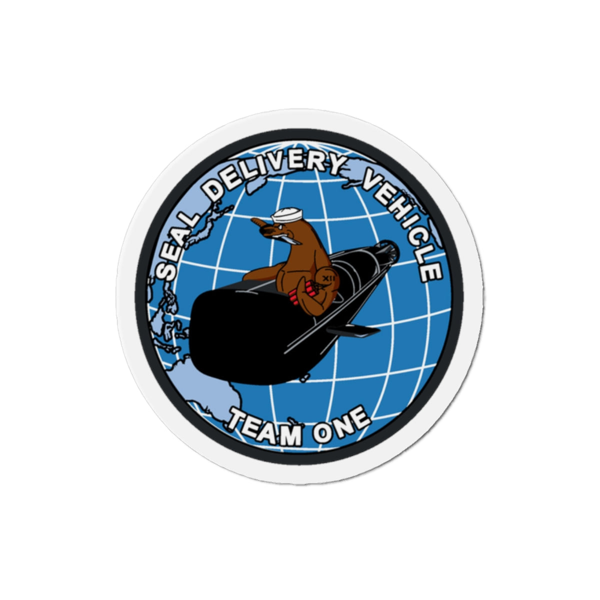 Seal Delivery Vehicle TEAM ONE (U.S. Navy) Die-Cut Magnet-2" x 2"-The Sticker Space