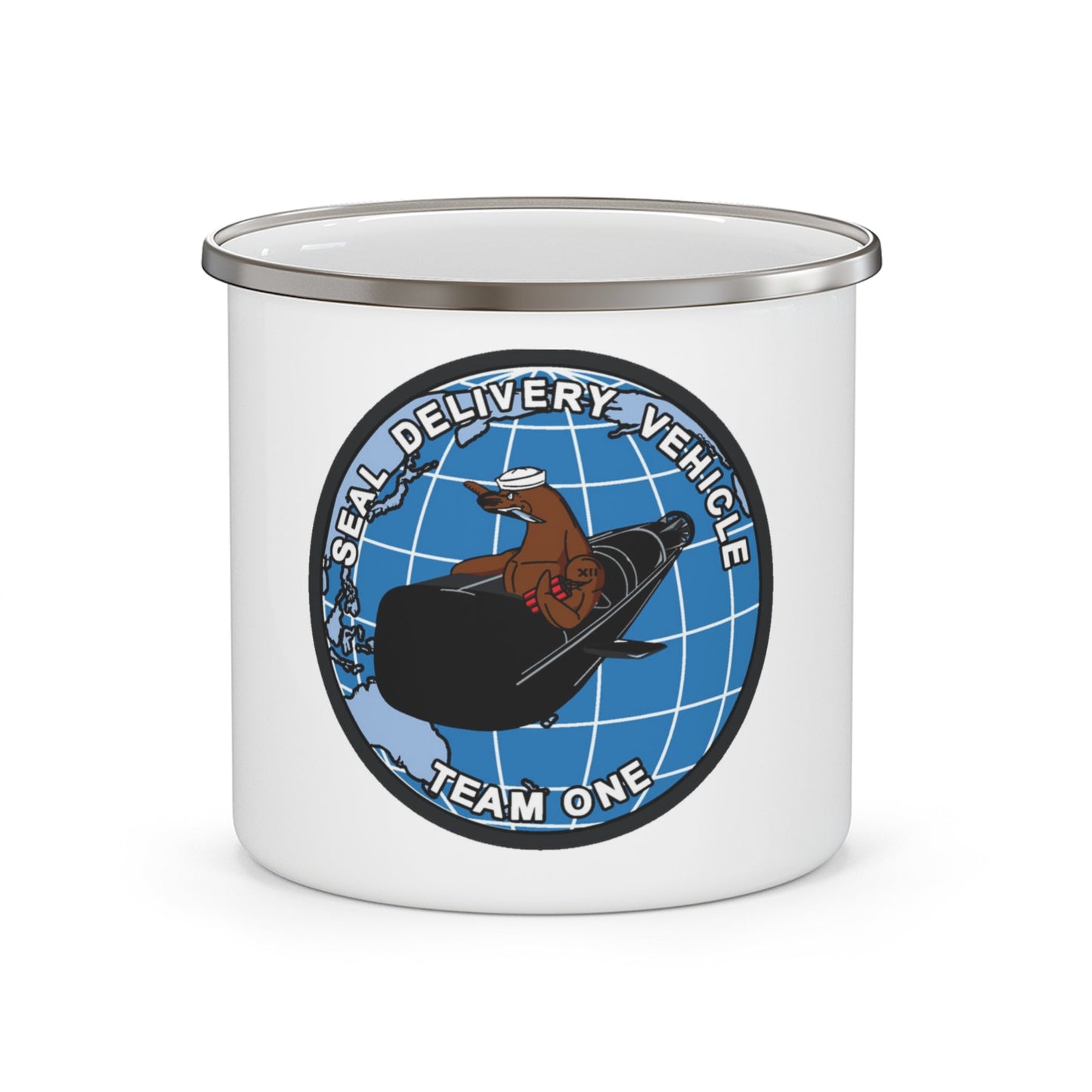 Seal Delivery Vehicle TEAM ONE (U.S. Navy) Enamel Mug 12oz-12oz-The Sticker Space