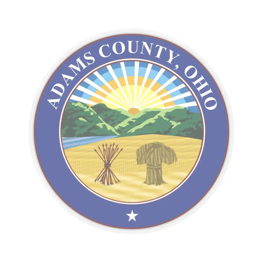 Seal of Adams County Ohio (United States) STICKER Vinyl Kiss-Cut Decal 6 Inch Transparent - The Sticker Space