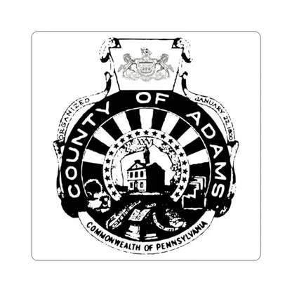 Seal of Adams County Pennsylvania (United States) STICKER Vinyl Kiss-Cut Decal 4 Inch White - The Sticker Space