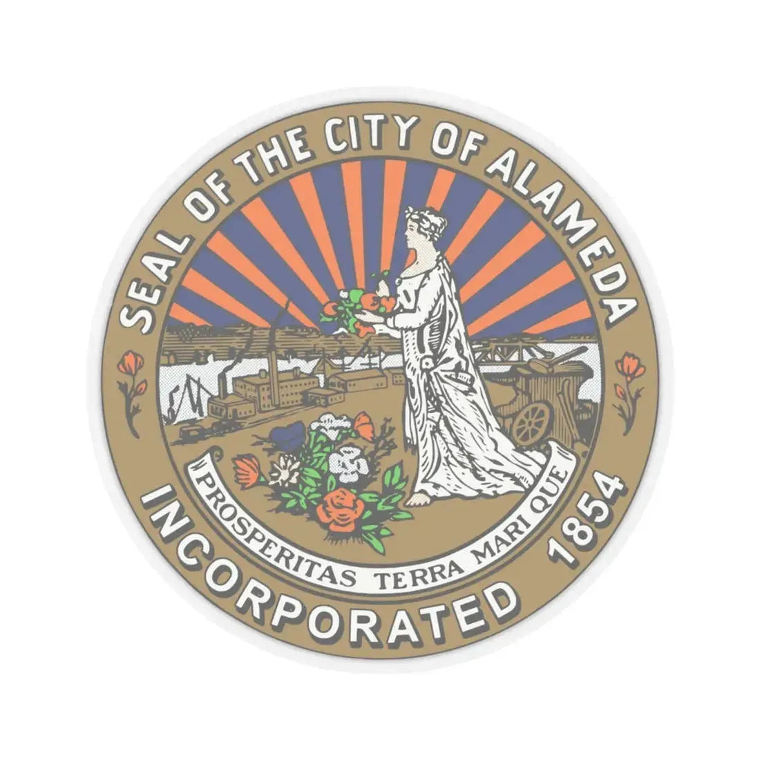 Seal of Alameda California (United States) STICKER Vinyl Kiss-Cut Decal 6 Inch Transparent - The Sticker Space