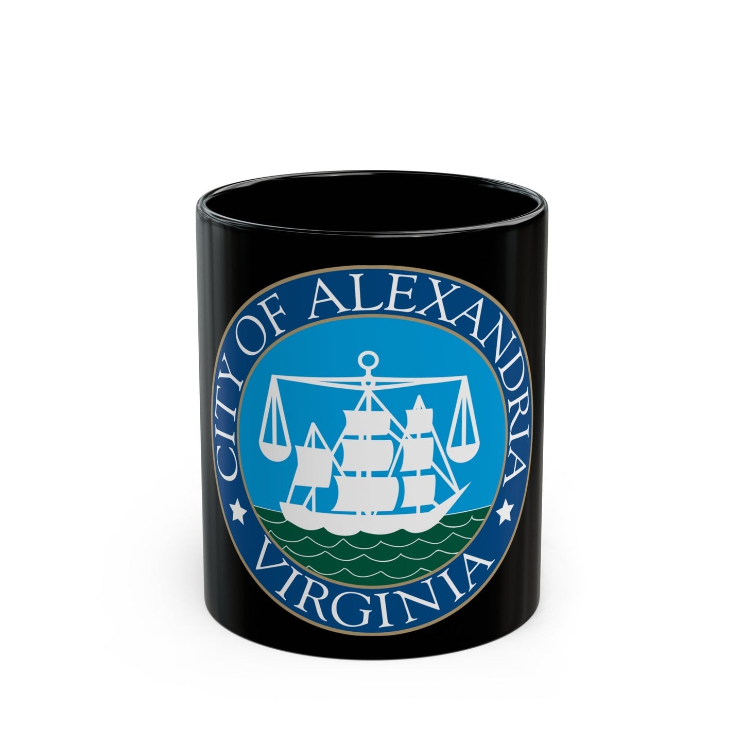 Seal of Alexandria Virginia - Black Coffee Mug-11oz-The Sticker Space