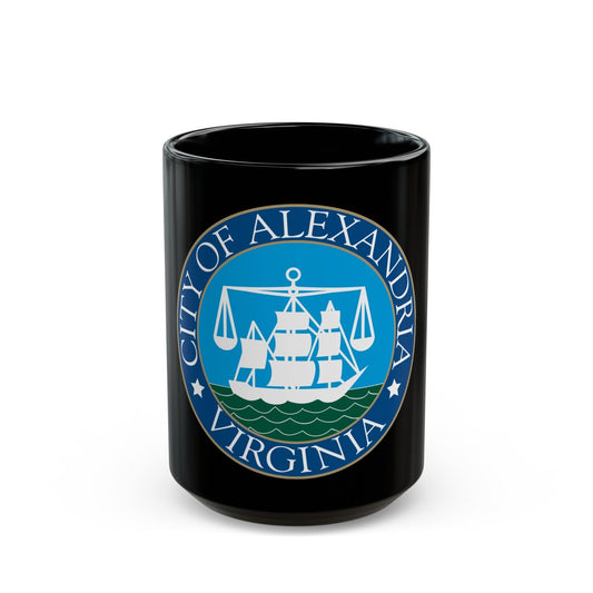 Seal of Alexandria Virginia - Black Coffee Mug-15oz-The Sticker Space