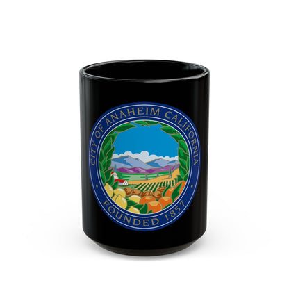 Seal of Anaheim California - Black Coffee Mug-15oz-The Sticker Space