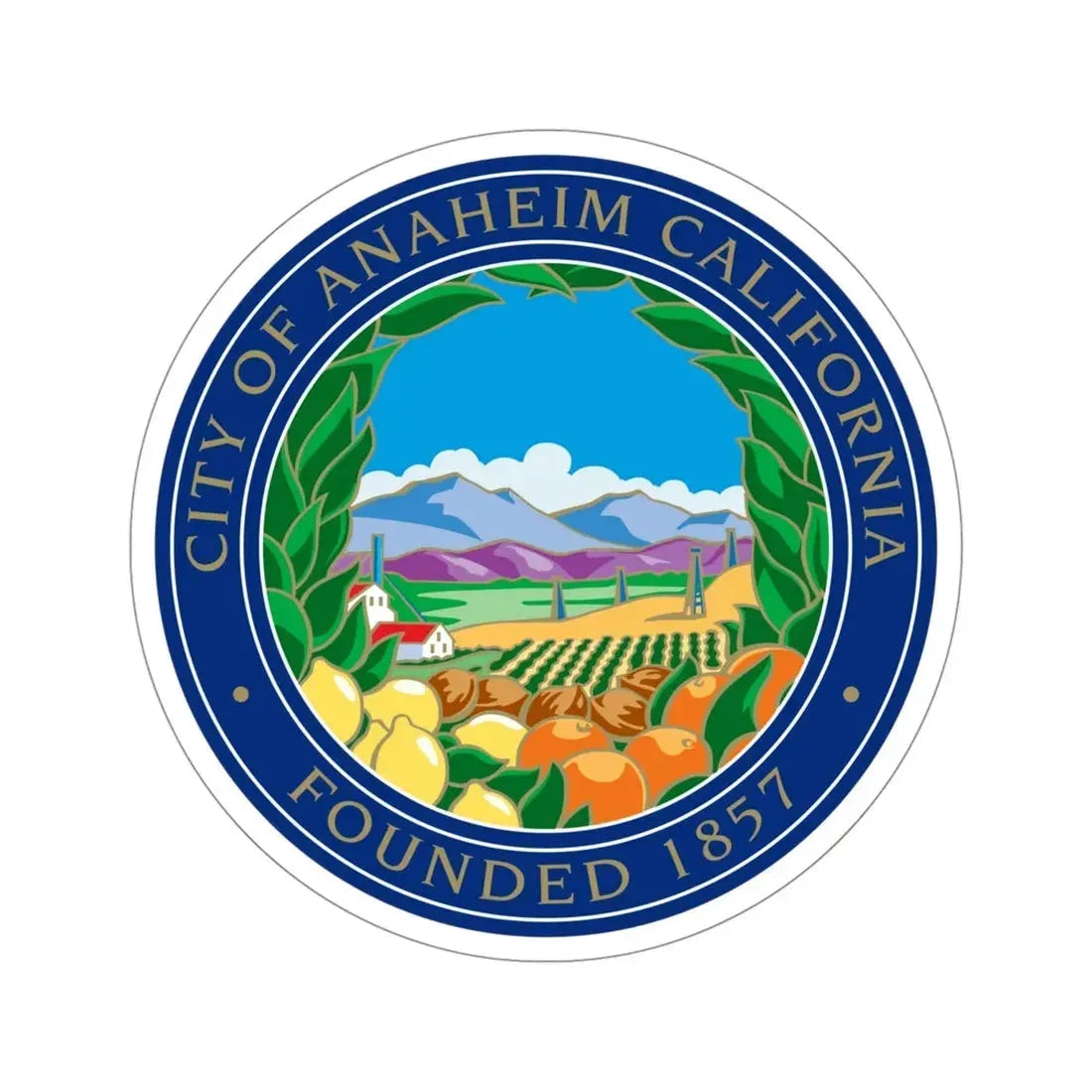 Seal of Anaheim California STICKER Vinyl Die-Cut Decal 4 Inch - The Sticker Space