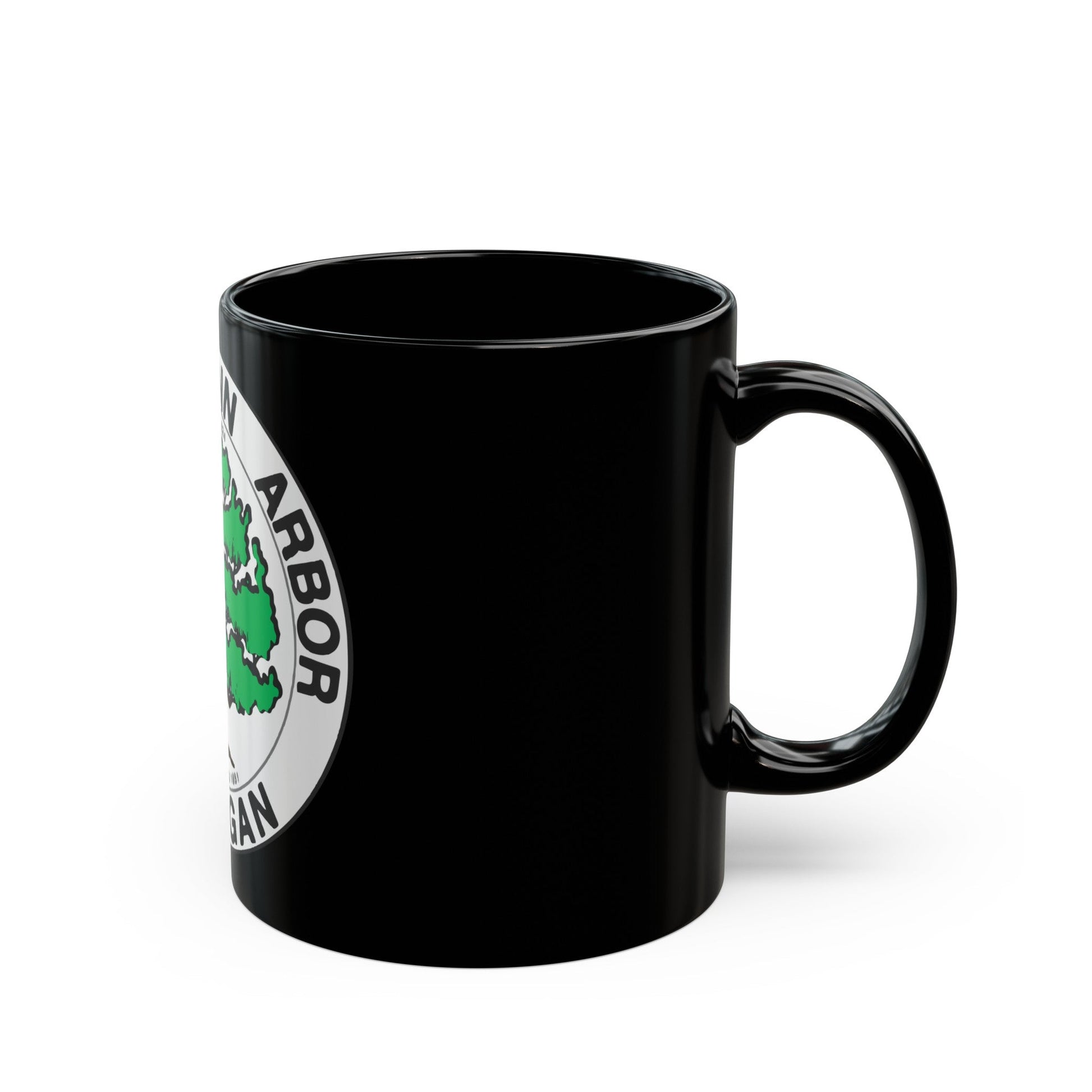 Seal of Ann Arbor Michigan - Black Coffee Mug-The Sticker Space