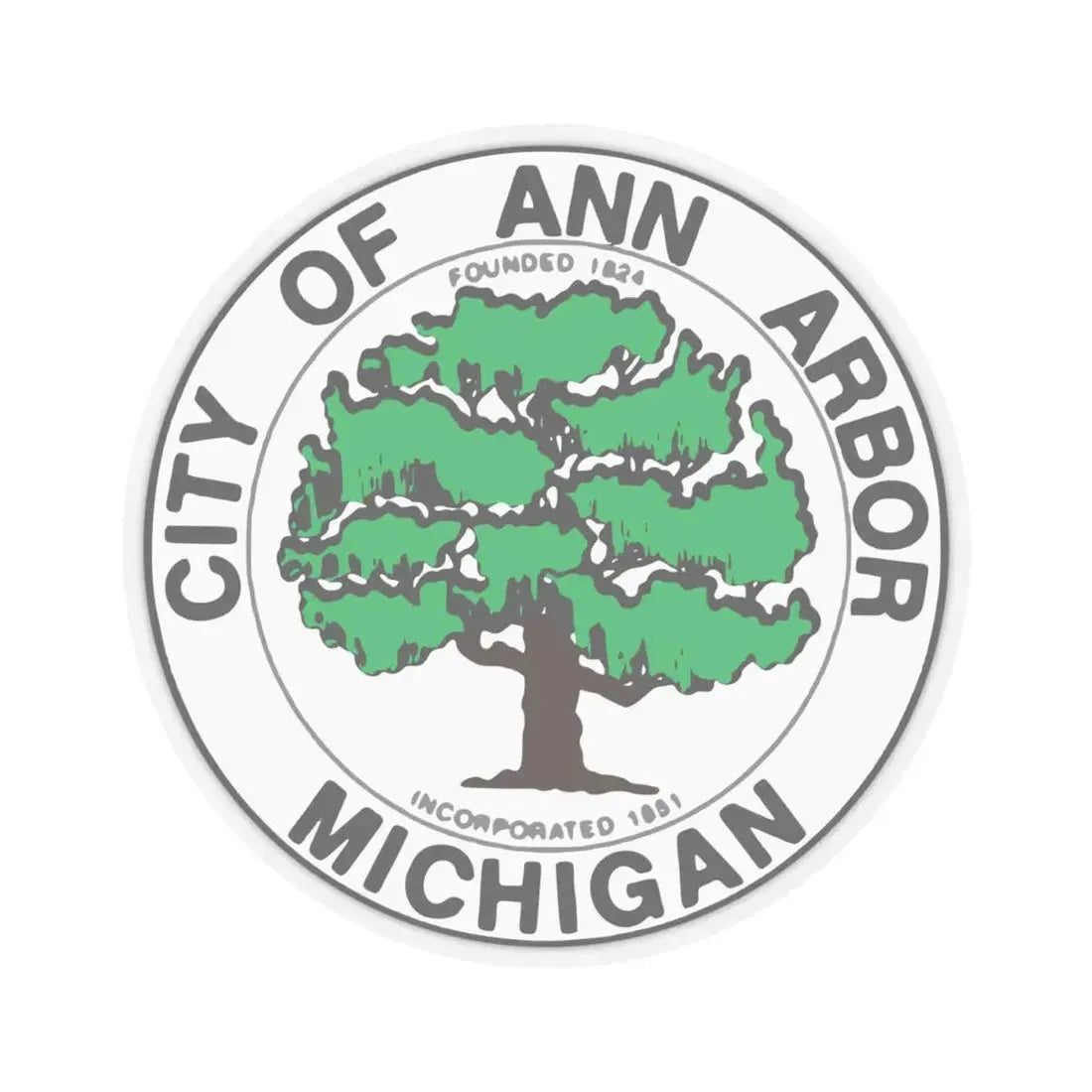 Seal of Ann Arbor Michigan - STICKER Vinyl Kiss-Cut Decal 4 Inch Transparent - The Sticker Space