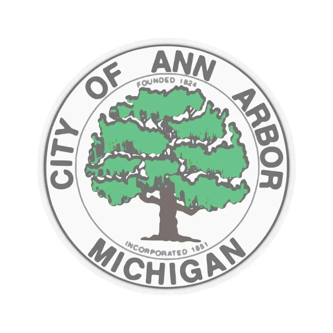Seal of Ann Arbor Michigan - STICKER Vinyl Kiss-Cut Decal 6 Inch Transparent - The Sticker Space