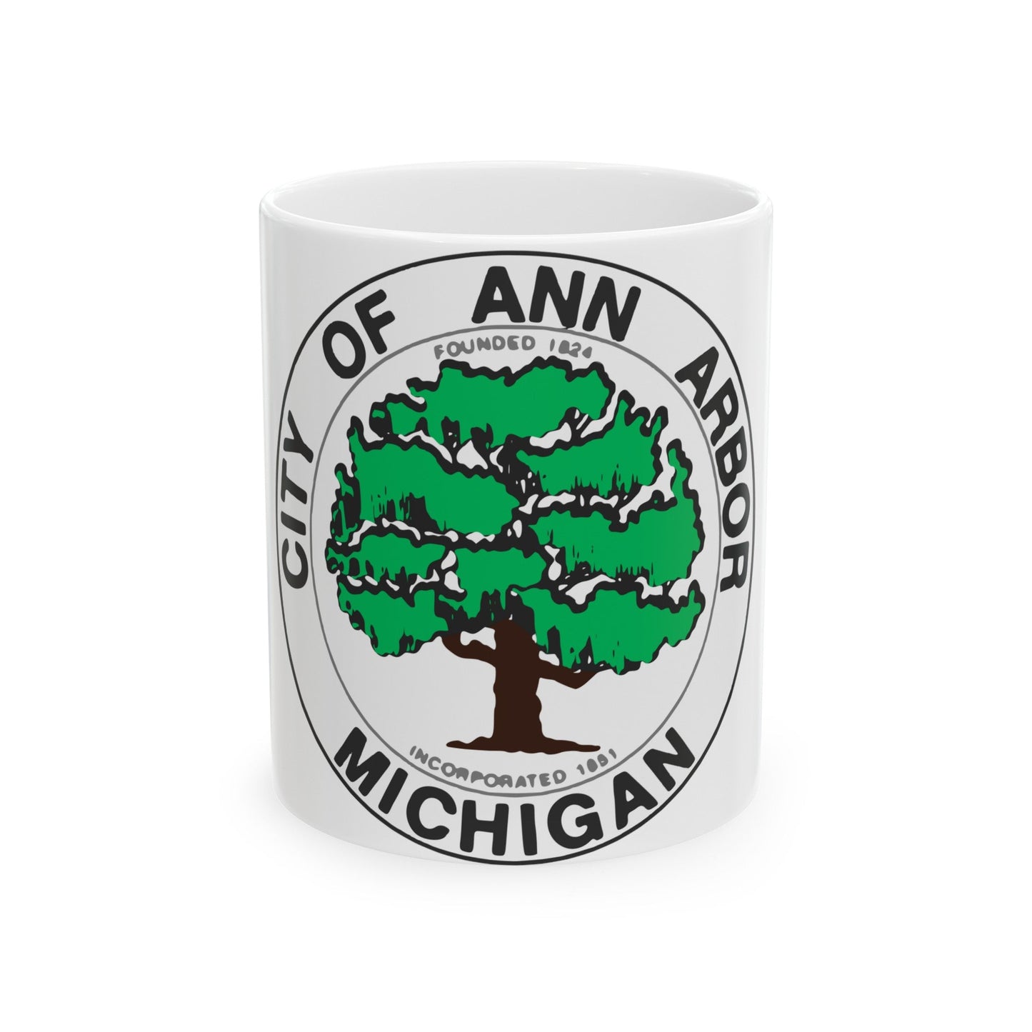 Seal of Ann Arbor Michigan - White Coffee Mug-11oz-The Sticker Space