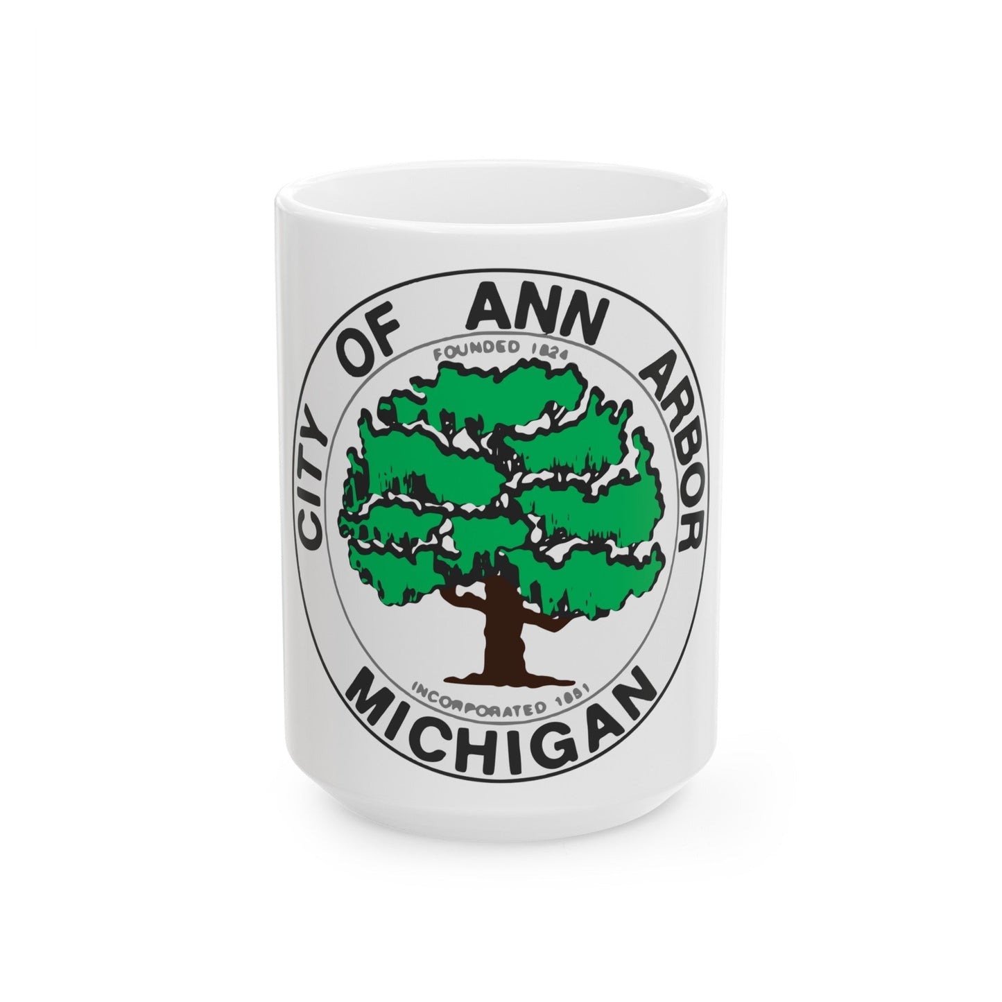 Seal of Ann Arbor Michigan - White Coffee Mug-15oz-The Sticker Space