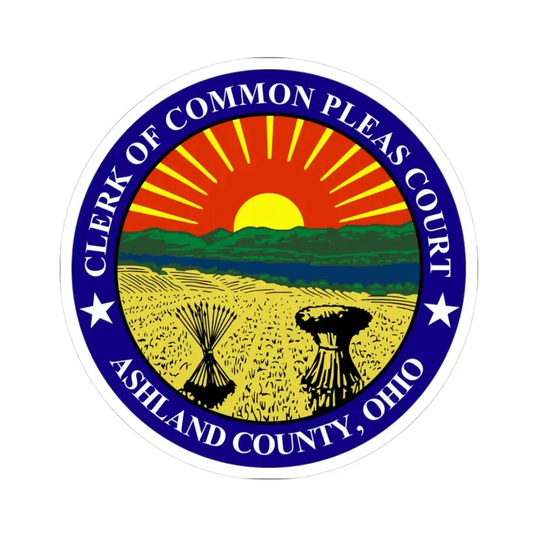 Seal of Ashland County Ohio Clerk of Common Pleas Court (United States) STICKER Vinyl Kiss-Cut Decal 3 Inch White - The Sticker Space