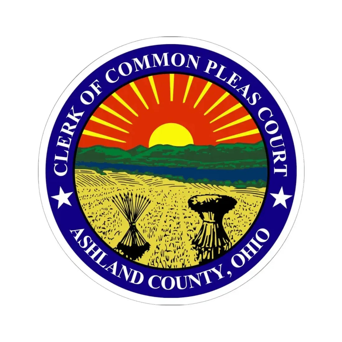 Seal of Ashland County Ohio Clerk of Common Pleas Court (United States) STICKER Vinyl Kiss-Cut Decal 6 Inch White - The Sticker Space