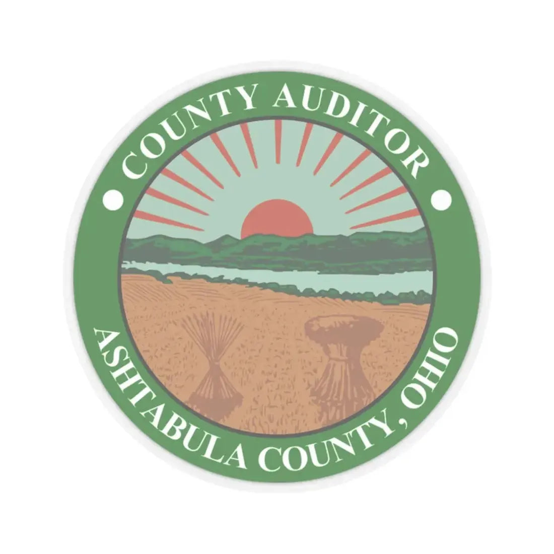 Seal of Ashtabula County Ohio Auditor (United States) STICKER Vinyl Kiss-Cut Decal 2 Inch Transparent - The Sticker Space